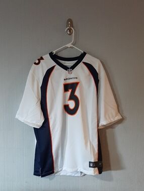 Denver Broncos Wilson  #3 White & Navy Men’s Nike Football Jersey
